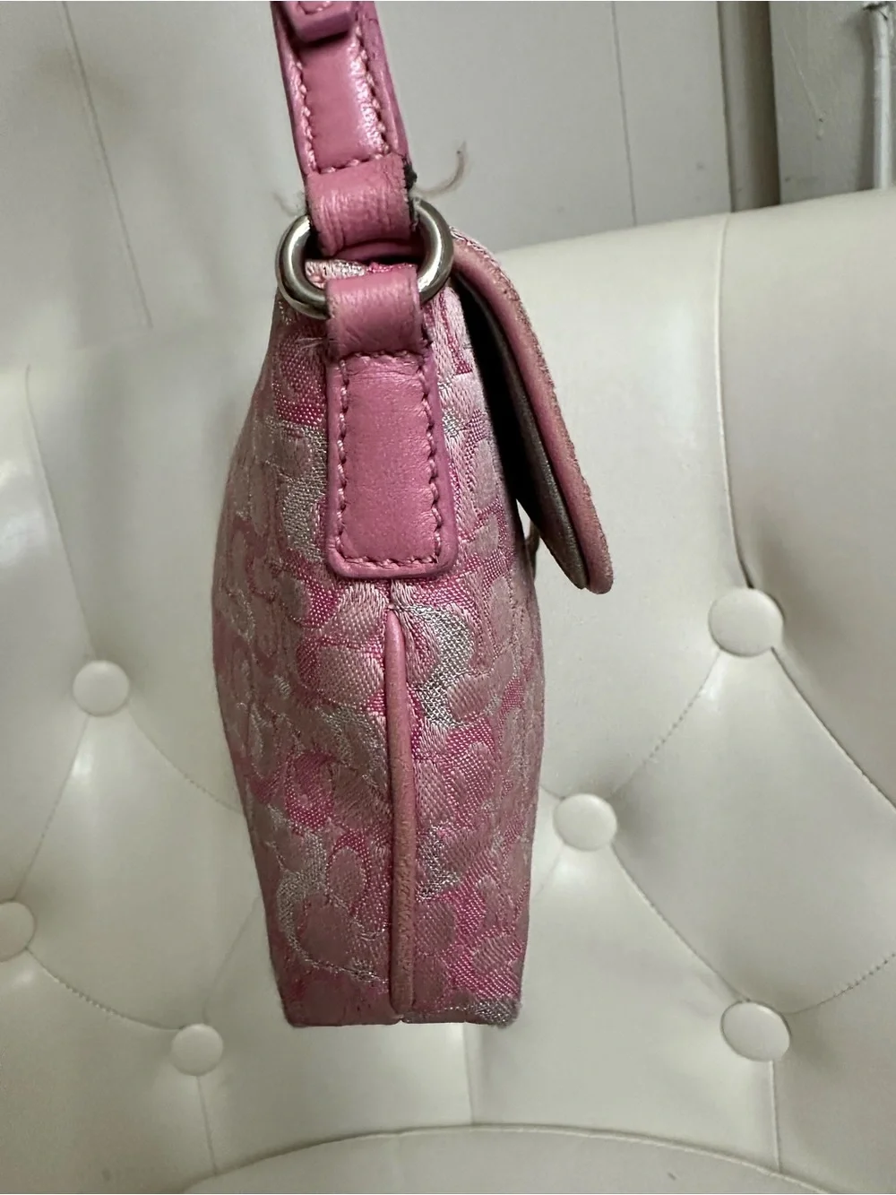 Coach Pink Signature Jacquard Shoulder Clutch